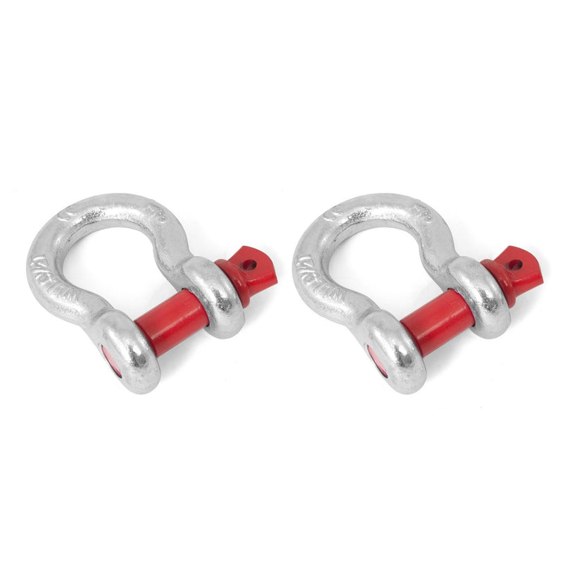 D-Ring Shackles, 5/8-Inch, Silver With Red Pin, Steel, Pair by Rugged Ridge (Universal) - Jeep World
