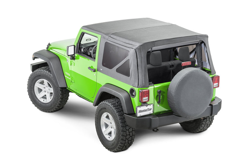 Soft Top Replacement, Tinted Glass, No Doorskins, Black, by MasterTop ('07 - '12 2-Door Wrangler JK)