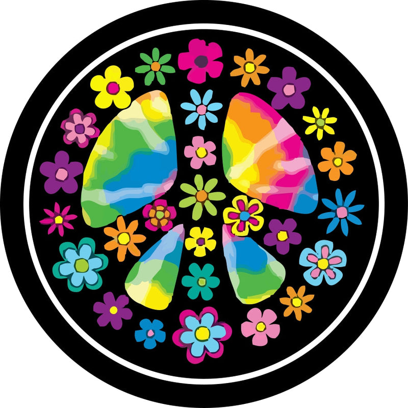 Hippie Style Peace Sign Flower Tie Dye Spare Tire Cover – Jeep World