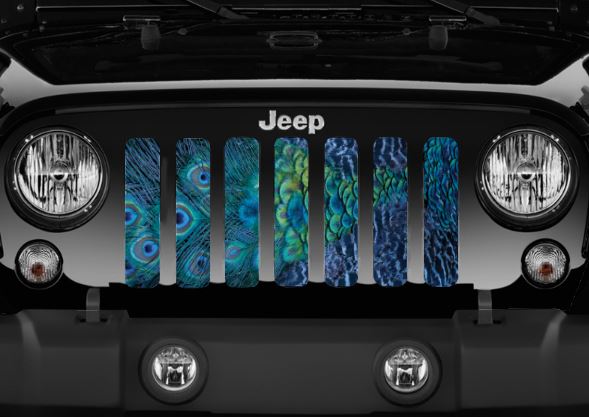 Peacock Feathers Jeep Grille Insert