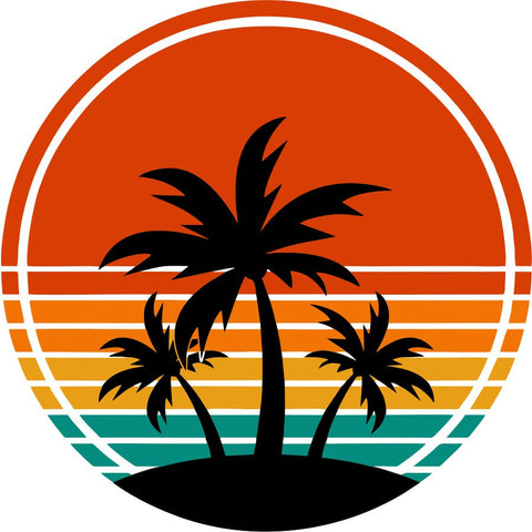 Big Wave at Sunset with Palm Tree Spare Tire Cover for any Vehicle, Make, Model popular and Size